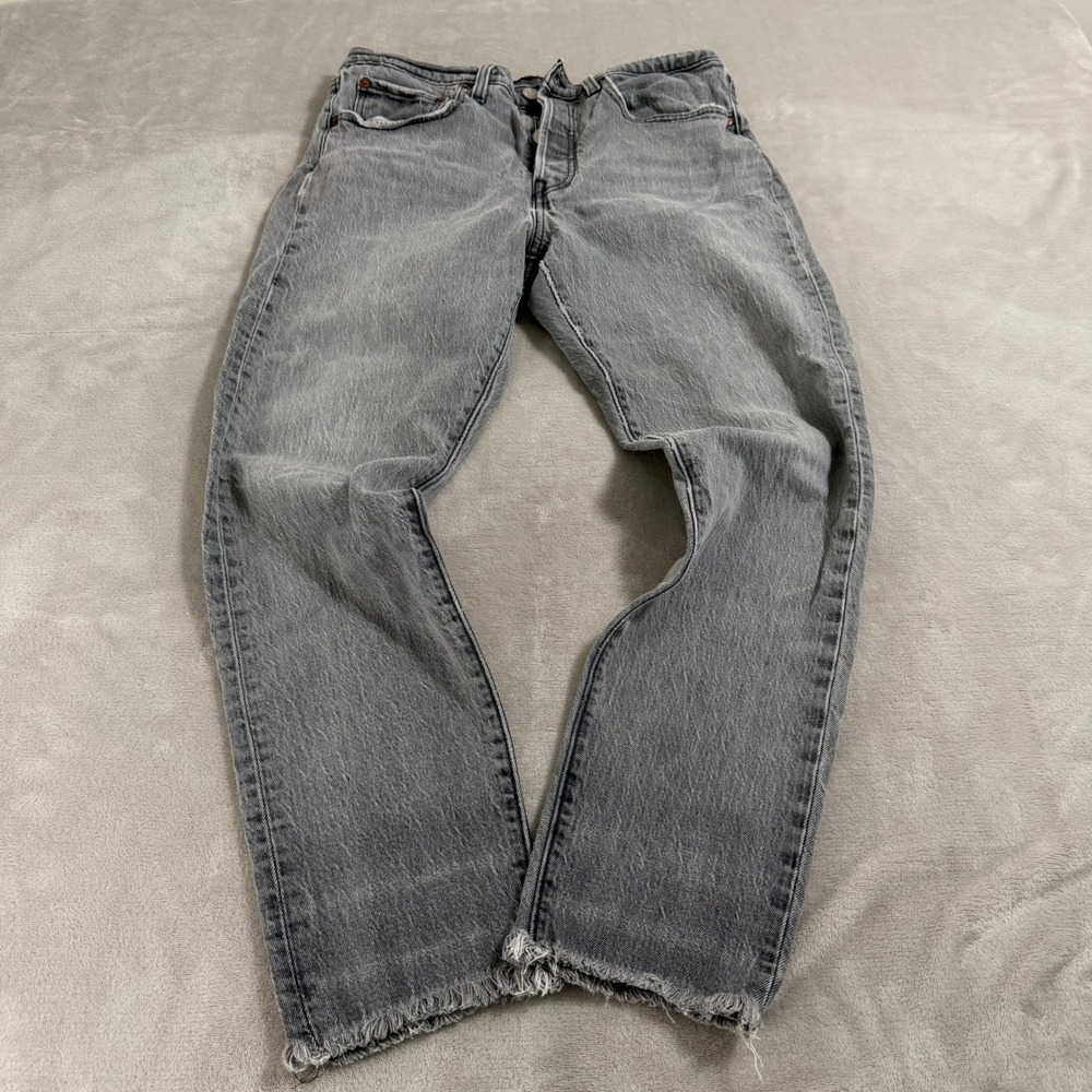 Levis 501 Skinny Gray Distressed High Rise‎ Button Fly Jeans 2W30 L28